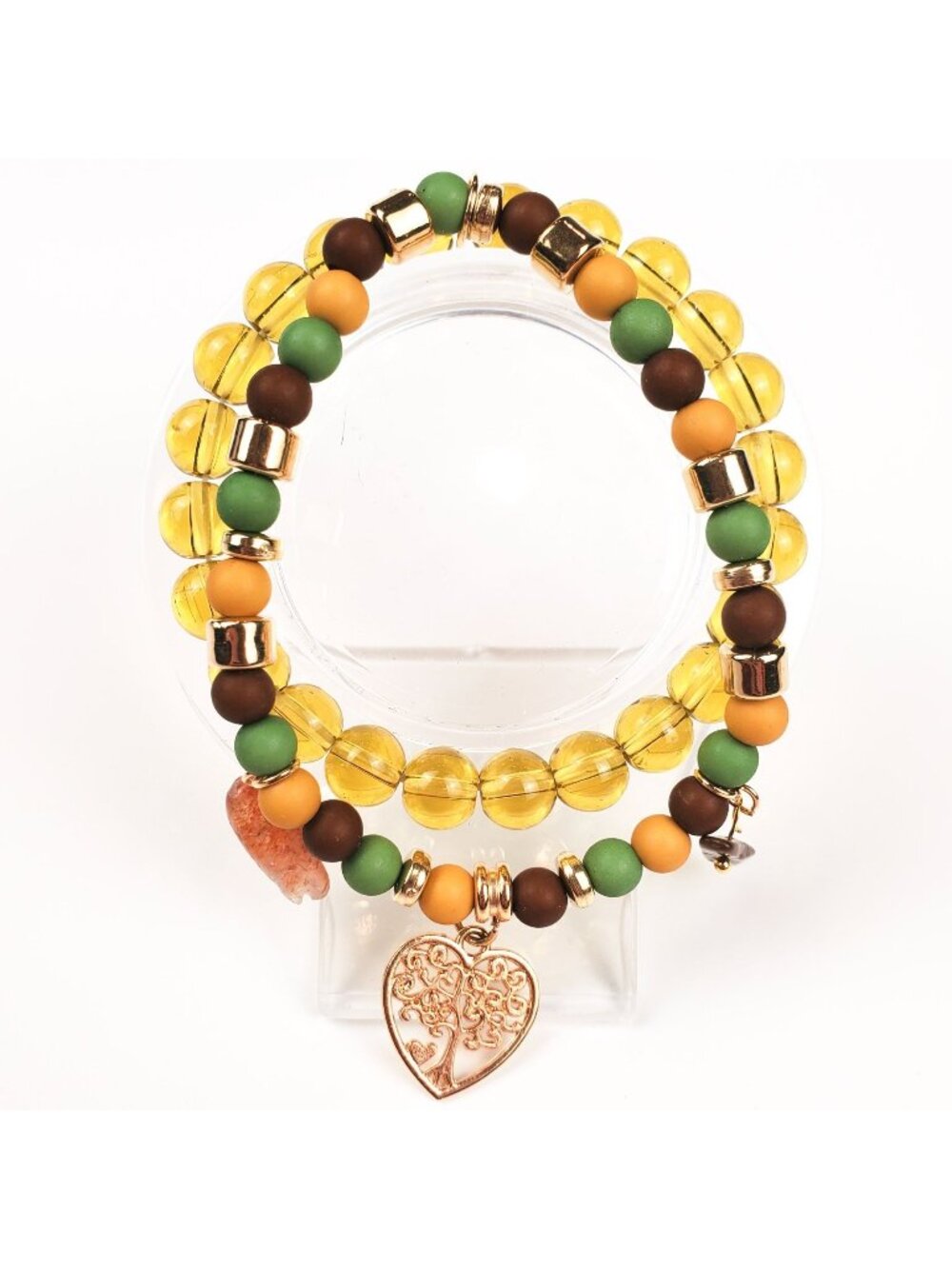 Yellow Beaded And Multicolor Stretch Boho Charm Bracelet Set